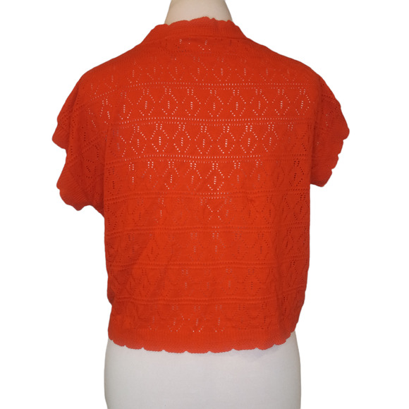 Kim Rogers Pink Knot Cropped Short Sleeve Open Front Cardigan Large - Picture 3 of 4